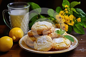 Crumbly Lemon cheese cookies. Generate Ai