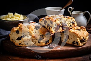 Crumbly Scone raisin baked. Generate Ai