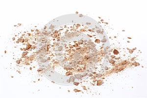 Crumbs scattered on white background
