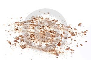 Crumbs scattered on white background