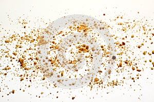 Crumbs on white background