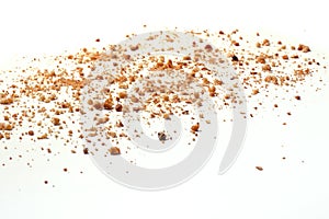 Crumbs on white background - Wide view photo