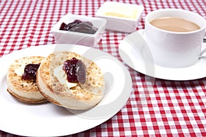 Crumpets and jam