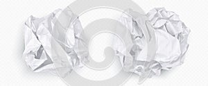 Crumple paper ball, white 3d crinkle trash vector