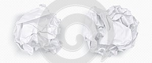 Crumple paper ball, white 3d crinkle trash vector