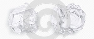 Crumple paper ball, white 3d crinkle trash vector photo