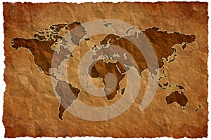 Crumple paper world map photo