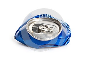 Crumpled Aluminum can isolated on white background
