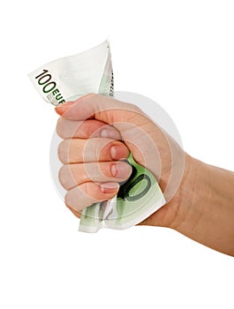 Crumpled banknote in a hand