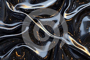 Crumpled black plastic reflecting light creating abstract shapes