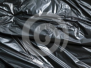 crumpled black plastic texture background