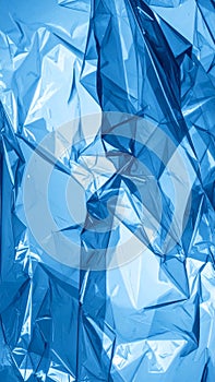 Crumpled Blue Plastic Texture Background