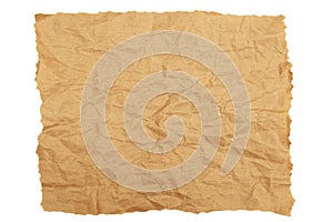 Crumpled brown kraft paper with torn edges.