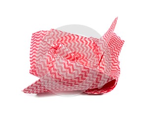 Crumpled Cleaning Cloth Isolated, Pink Wipe Rag, Cleaning Microfiber Towel, Wiping Cotton Napkin, Microfibre Fabric