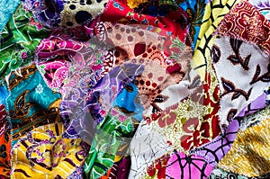 Crumpled collage various fabric