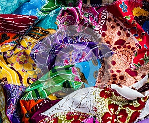 Crumpled collage various fabric