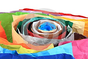 Crumpled color papers background