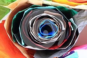 Crumpled color papers background