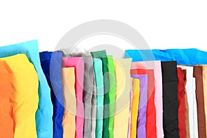 Crumpled color papers background