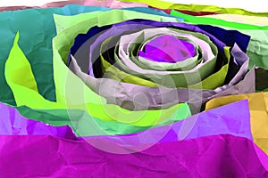 Crumpled color papers background