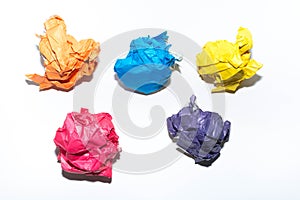 Crumpled colored paper