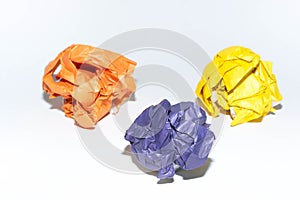 Crumpled colored paper