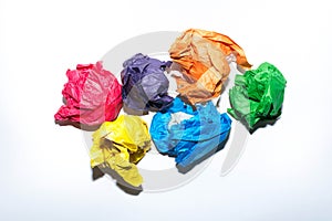 Crumpled colored paper