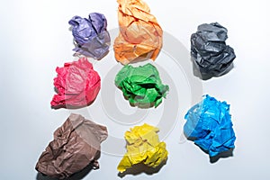 Crumpled colored paper