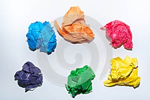 Crumpled colored paper