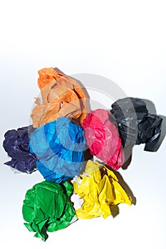 Crumpled colored paper