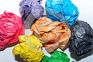 Crumpled colored paper