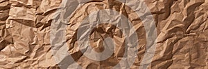 Crumpled craft paper texture background banner