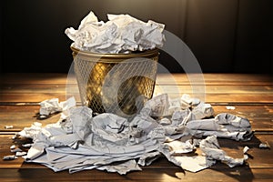 A crumpled document lands in the trash, discarded and forgotten