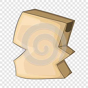 Crumpled empty cardboard box icon, cartoon style