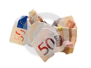 Crumpled euro bill