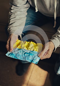 Crumpled flag of Ukraine.