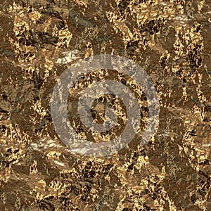 Crumpled gold leaf or golden foil or golden vein or a great wall of a gold mine