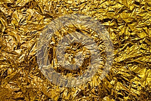 Crumpled golden foil