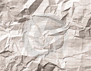 Crumpled gray blank math, grid paper background