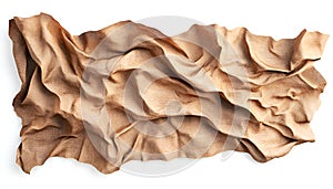 Crumpled kraft paper sheet isolated on white, top view