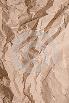 Crumpled kraft paper. Trendy hipster background. Space for your