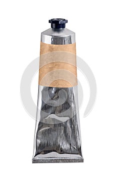 Crumpled metal tube with clipping path