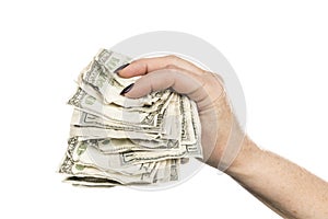 Crumpled money in female hand