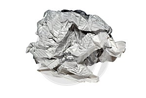 Crumpled newspaper paper ball isolated white background trahs waste recycle news rubbish material recycling crushed screwed page