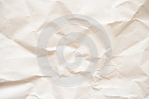 Crumpled package paper sheet with copy space for text as template food background. Top flat view