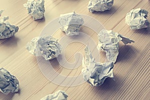 Crumpled paper as brainstorming, creativity concept with place for text