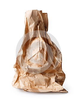 Crumpled paper bag with grease spots