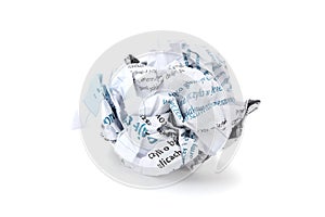 Crumpled paper ball