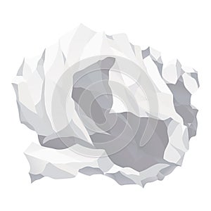 Crumpled paper ball icon. Realistic garbage, bad idea symbol, crushed piece of paper. Throw rumple grunge sheet. Mistake