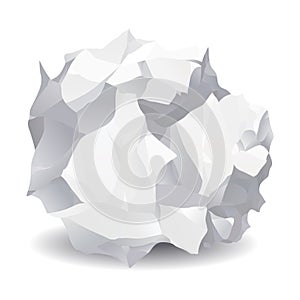 Crumpled paper ball icon. Realistic garbage, bad idea symbol, crushed piece of paper. Throw rumple grunge sheet. Mistake